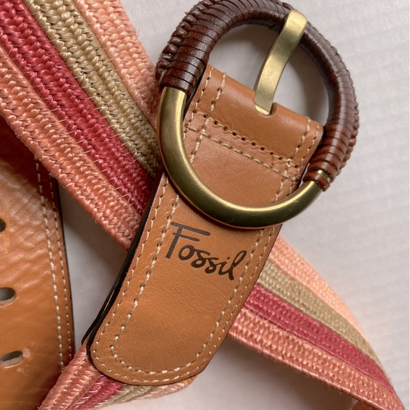 Fossil Bohemian Genuine Leather Multicolor Woven Belt - Picture 1 of 5